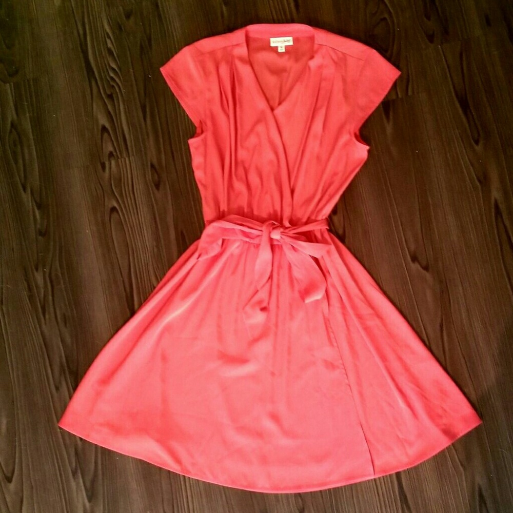 Coral Cinched Wrap Dress